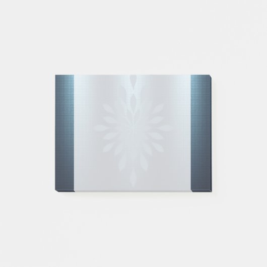ネイビーブルーシルバーのメタリックルックフローラ装飾 ポストイット (正面)