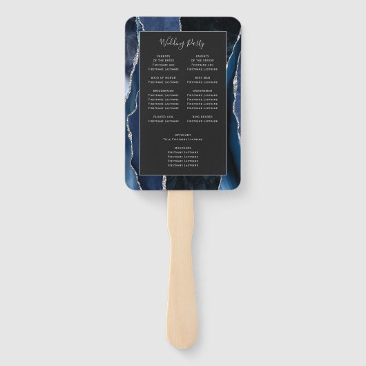 ネイビーブルーシルバーアガテダーク結婚式 プログラム ハンドファン (裏面)