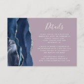 ネイビーブルーシルバーアガテマウヴ結婚の詳細 エンクロージャーカード (正面)