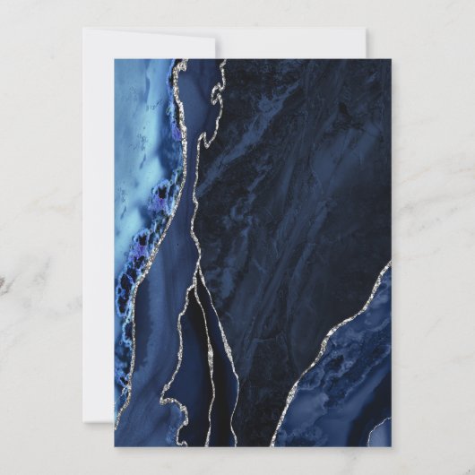 ネイビーブルーシルバーアゲットサプライズ60誕生日 招待状 (裏面)