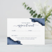 ネイビーブルーシルバーアゲートグリッターアポイントメントカード 招待状 (スタンド正面)