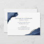 ネイビーブルーシルバーアゲートグリッターアポイントメントカード 招待状 (裏面)