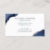 ネイビーブルーシルバーアゲートグリッタースパークルビジネス ロイヤリティカード (裏面)