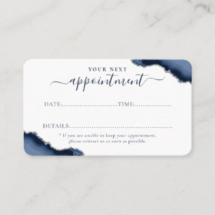 ネイビーブルーシルバーアゲートグリッタースパークルビジネス 予約カード