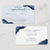 ネイビーブルーシルバーアゲートグリッタースパークルビジネス 予約カード (正面/裏面)