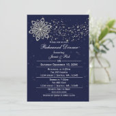 ネイビーブルーシルバーウィンターリハーサルディナー招待状 招待状 (スタンド正面)