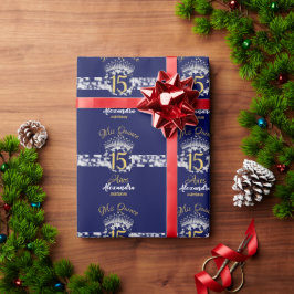 ネイビーブルーシルバーキンセアニェラヴィンテージボースペインのホ ラッピングペーパー