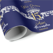 ネイビーブルーシルバーキンセアニェラヴィンテージボースペインのホ ラッピングペーパー (ロールコーナー)