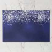 ネイビーブルーシルバーグリッターダストパーティー紙ランチョンマット ペーパーパッド (正面)