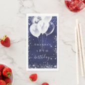 ネイビーブルーシルバーグリッターホワイトバルーン誕生日 (インサイチュ)