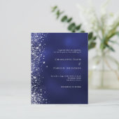 ネイビーブルーシルバーグリッター予算結婚式招待状 (スタンド正面)