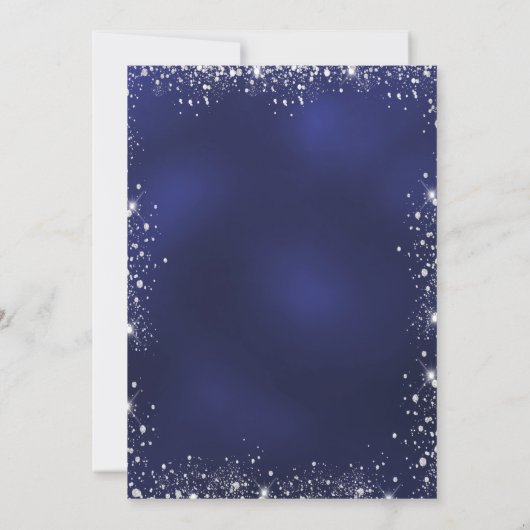 ネイビーブルーシルバーグリッター仮装スウィート16 招待状 (裏面)