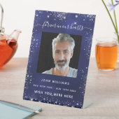 ネイビーブルーシルバーグリッター写真記念館 台座サイン (インサイチュ)