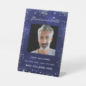 ネイビーブルーシルバーグリッター写真記念館 台座サイン (正面)