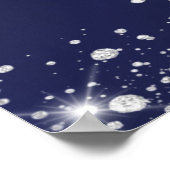 ネイビーブルーシルバーグリッター結婚のバー ポスター (角)