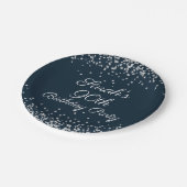 ネイビーブルーシルバーグリッター90thバースデーパーティー ペーパープレート (アングル)