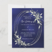 ネイビーブルーシルバーグリーン結婚式招待状 (正面)