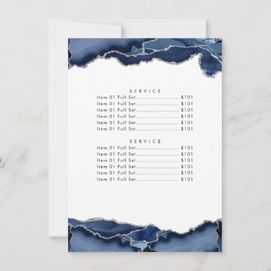 ネイビーブルーシルバーグレイ瑪瑙ビジネス会社価格 招待状 (裏面)