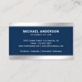 ネイビーブルーシルバージャスティススケール弁護士弁護士 名刺 (裏面)