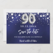 ネイビーブルーシルバースターズ90歳の誕生日 セーブザデート (正面)