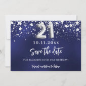 ネイビーブルーシルバースター21歳の誕生日 セーブザデート (正面)
