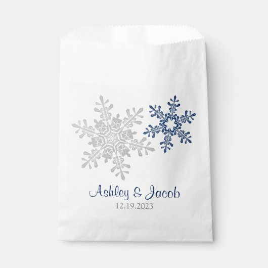 ネイビーブルーシルバースノーフレーク結婚ズ フェイバーバッグ (正面)