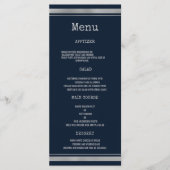 ネイビーブルーシルバータイプライターフォント結婚ズメニュー プログラム (正面)