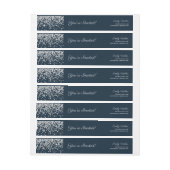 ネイビーブルーシルバーダイヤモンド紙吹雪 ラップアラウンドラベル (シート)