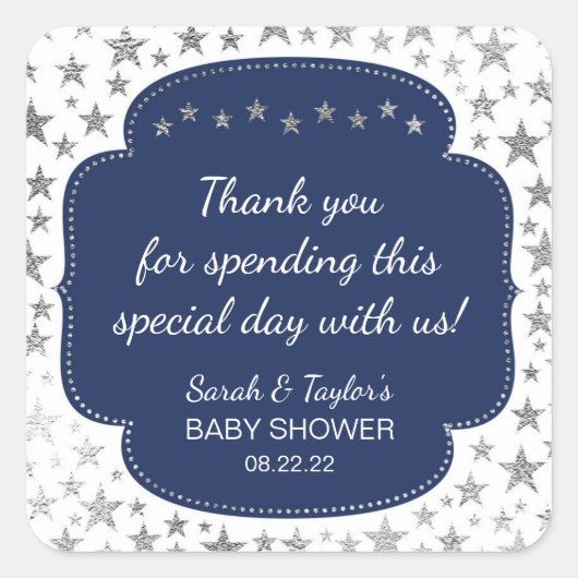 ネイビーブルーシルバートゥイン感謝していクルスター スクエアシール (正面)