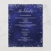 ネイビーブルーシルバーバジェット結婚式プログラム詳細 チラシ (正面)