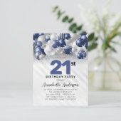 ネイビーブルーシルバーバルーングリッター21歳 ポストカード (スタンド正面)