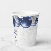 ネイビーブルーシルバーバルーングリッター70誕生日 紙コップ (裏面)