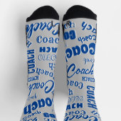 ネイビーブルーシルバーパーソナライズされたコーチギフトネームアート ソックス (上部)
