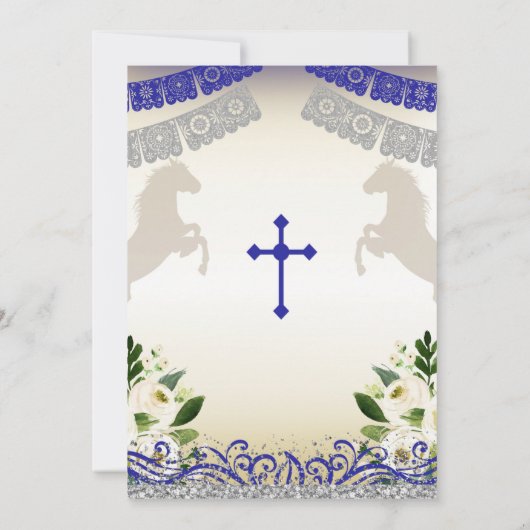 ネイビーブルーシルバーフィエスタボーイバプテスマ《キリスト教》洗礼式や命名式 招待状 (裏面)