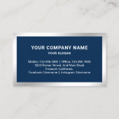 ネイビーブルーシルバーフォイル実在エステートフォト不動産仲介業者 名刺 (裏面)