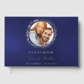 ネイビーブルーシルバーフォイル結婚フォト ゲストブック (正面)