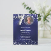ネイビーブルーシルバーフォト70th birthday invitation (スタンド正面)