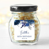 ネイビーブルーシルバーフローラ80thバースデーパーティー スクエアシール