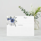 ネイビーブルーシルバーブライダルシャワーレシピカード エンクロージャーカード (スタンド正面)