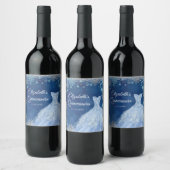 ネイビーブルーシルバーマジカルウィンターミンス ワインラベル (ボトル)