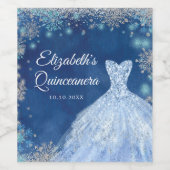 ネイビーブルーシルバーマジカルウィンターミンス ワインラベル (シングルラベル)