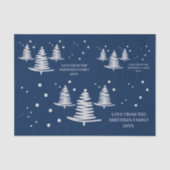 ネイビーブルーシルバーミニマリストのクリスマスツリー 薄葉紙 (正面)