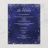 ネイビーブルーシルバー予算結婚式プログラム詳細QR チラシ (正面)