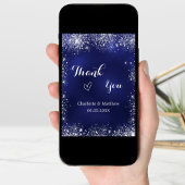 ネイビーブルーシルバー写真のqrコー結婚ドの感謝していユーザ カード