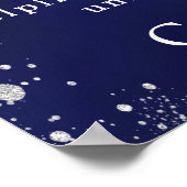 ネイビーブルーシルバー写真誕生日パーティーへようこそ ポスター (角)