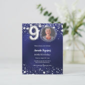 ネイビーブルーシルバー写真90th birthday invitation (スタンド正面)