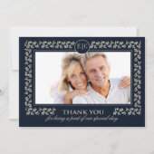 ネイビーブルーシルバー周年記念感謝カード サンキューカード (正面)