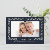 ネイビーブルーシルバー周年記念感謝カード サンキューカード (スタンド正面)