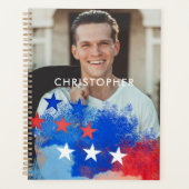 ネイビーブルーシルバー植物台本写真 プランナー手帳 (正面)