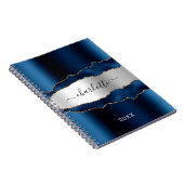 ネイビーブルーシルバー瑪瑙の大理石名台本 ノートブック (右側)